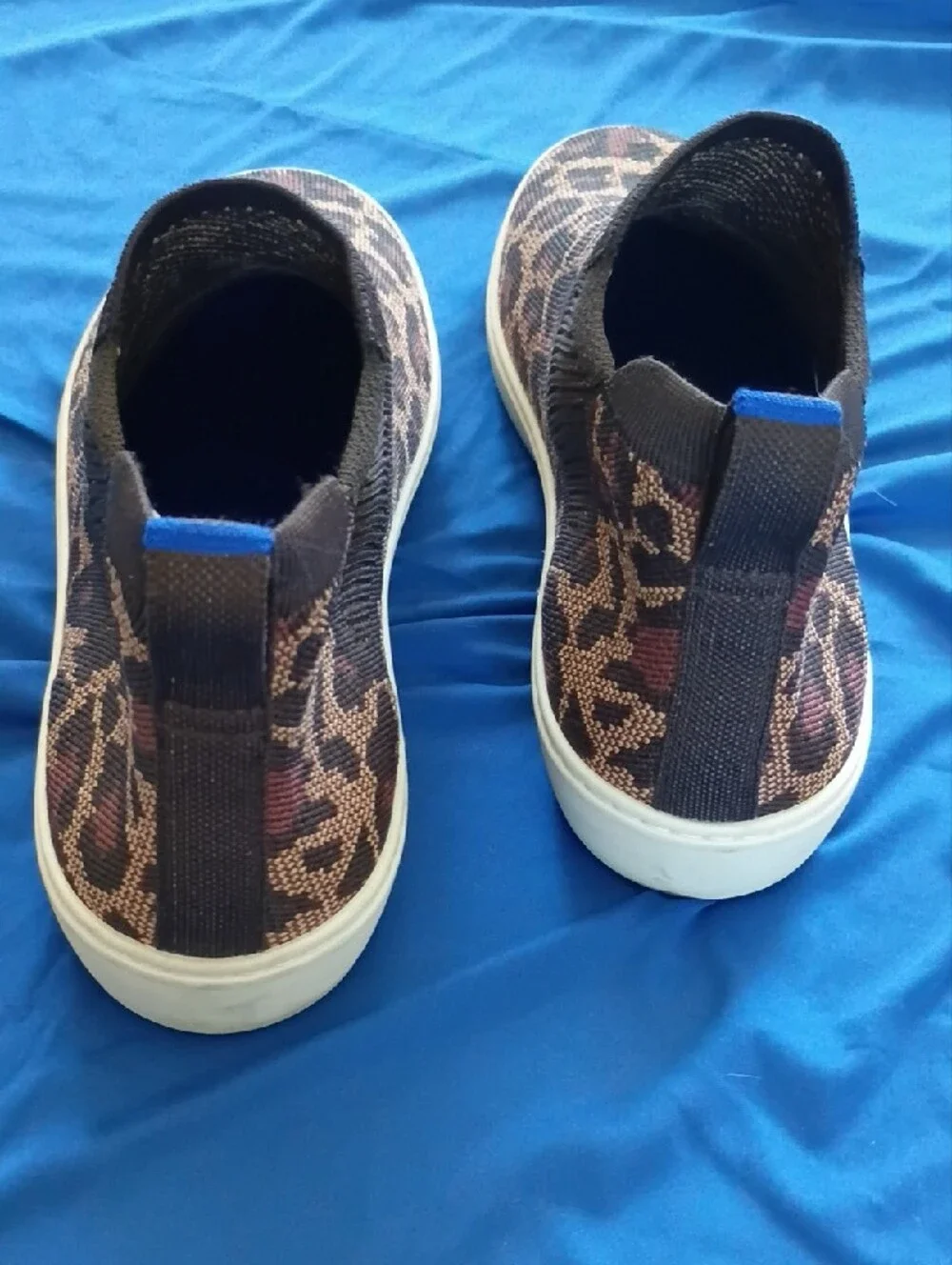 Rothy's The Chelsea Leopard Slip-On Knit Sneakers in Brown and Black